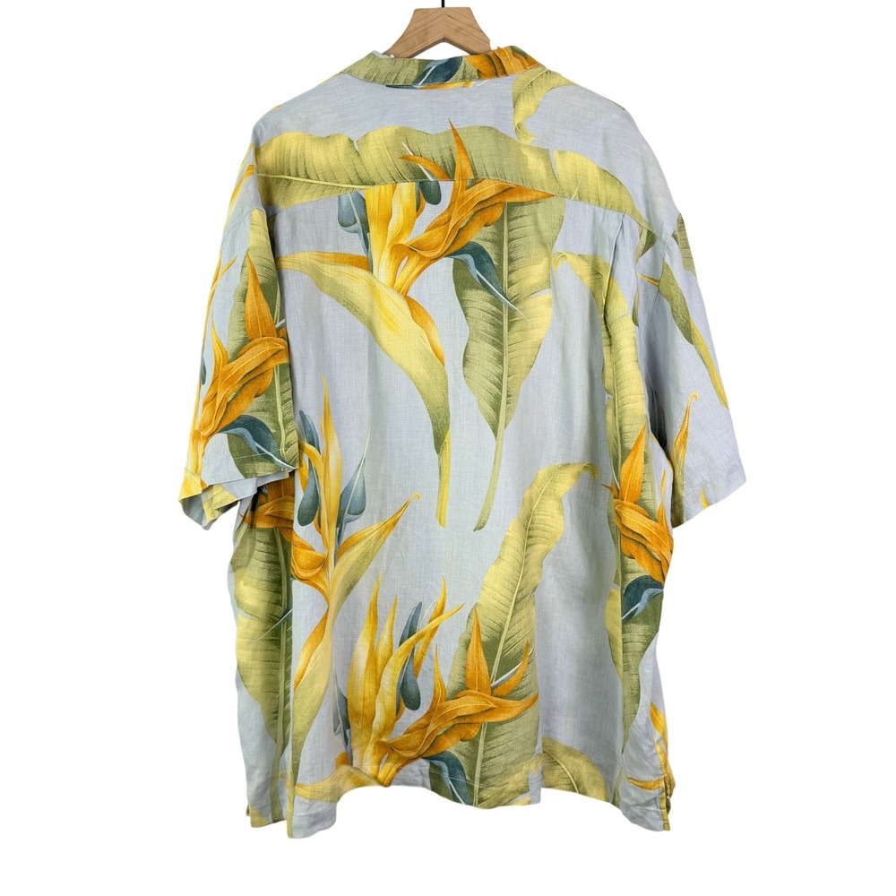 Tommy Bahama Mens XXL 100% Linen Bird of Paradise Tropical Camp Shirt Blue - Picture 4 of 12